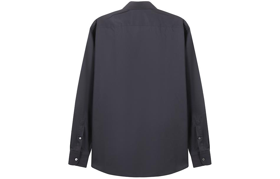 Lookbook ゼニア ネイビーブルー 無地 長袖 ボタンアップシャツ UCX20A6-SRF5-049