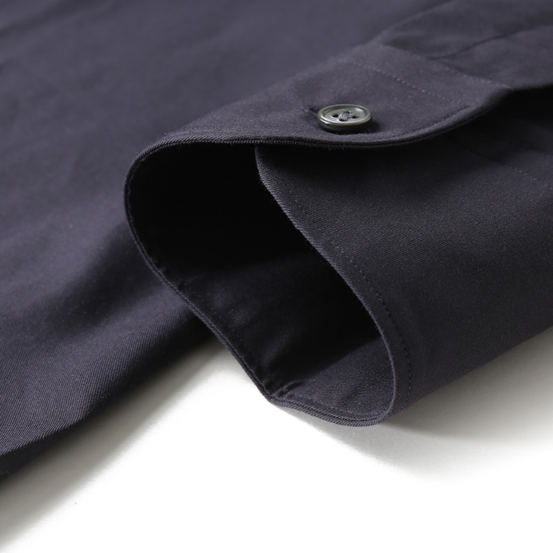 Shop ゼニア ネイビーブルー 無地 長袖 ボタンアップシャツ UCX20A6-SRF5-049