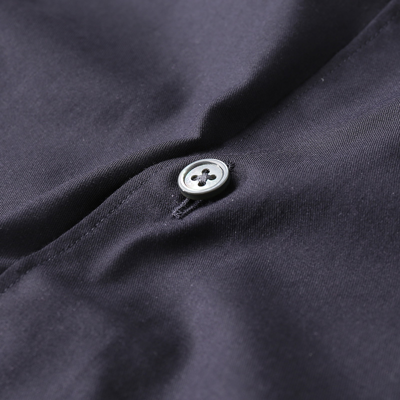 Sizing ゼニア ネイビーブルー 無地 長袖 ボタンアップシャツ UCX20A6-SRF5-049