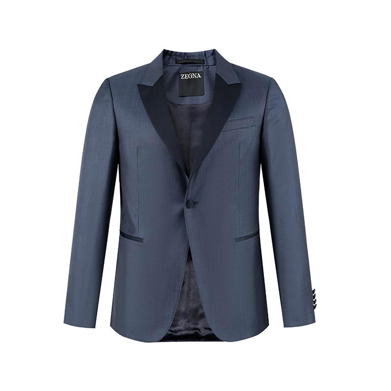 Lookbook Zegna 褶皺單扣西裝套裝 SS24 海軍藍長袖及長褲套裝 622782A6-282KGQ