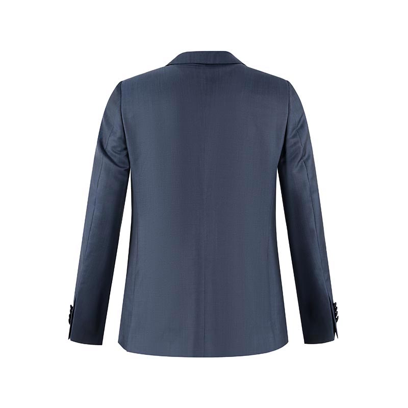 Shop Zegna 褶皺單扣西裝套裝 SS24 海軍藍長袖及長褲套裝 622782A6-282KGQ