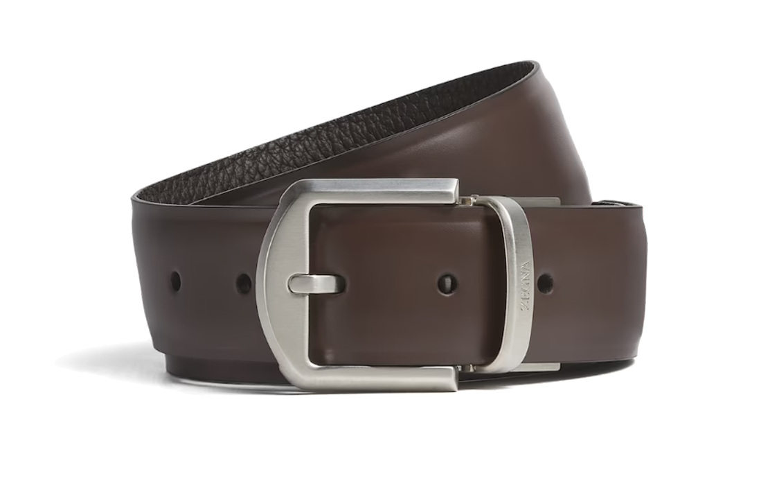 Zegna  Purple Grain Leather Belt with Pin Buckle, 3.5cm Width. LHACO-B064AZ-TDM