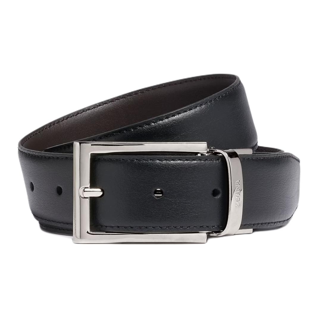 Zegna  Reversible Calfskin Leather Belt, Adjustable and Trim-to-Fit. LHVIC-B010PZ-NTM