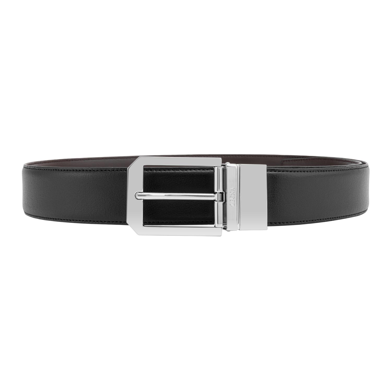 Zegna  Reversible Leather Belt Black/Dark Brown 3.5cm Wide. LHVIC-B011PZ-NTM
