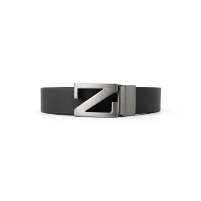 Zegna Reversible Leather Belt with Smooth Buckle Navy/Black 3.5cm Wide LHBOV B027UZ MNO