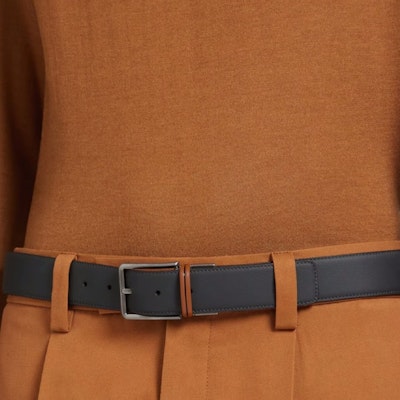 Zegna 灰色可翻轉皮革扣環皮帶 LHACR-B022VZ-NVZ Lookbook Zegna 灰色可翻轉皮革扣環皮帶 LHACR-B022VZ-NVZ