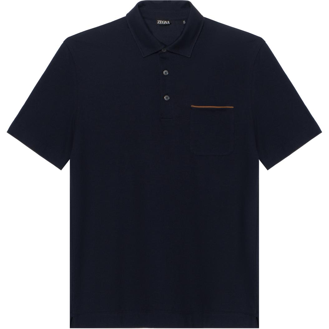 Order Zegna  Short-Sleeve Pullover Polo Shirt with Chest Pocket - Blue UD392A7D-752B-09