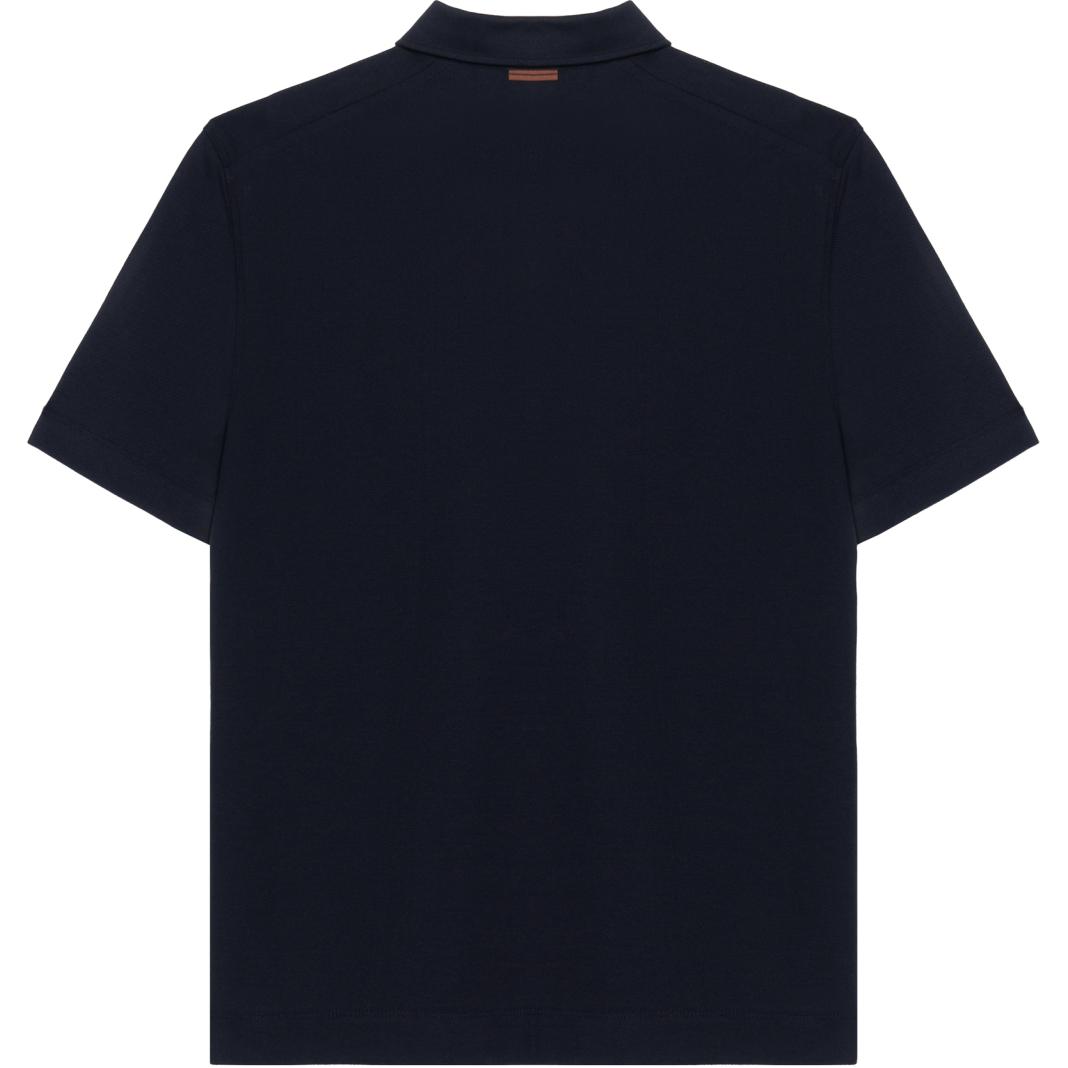 Lookbook Zegna  Short-Sleeve Pullover Polo Shirt with Chest Pocket - Blue UD392A7D-752B-09