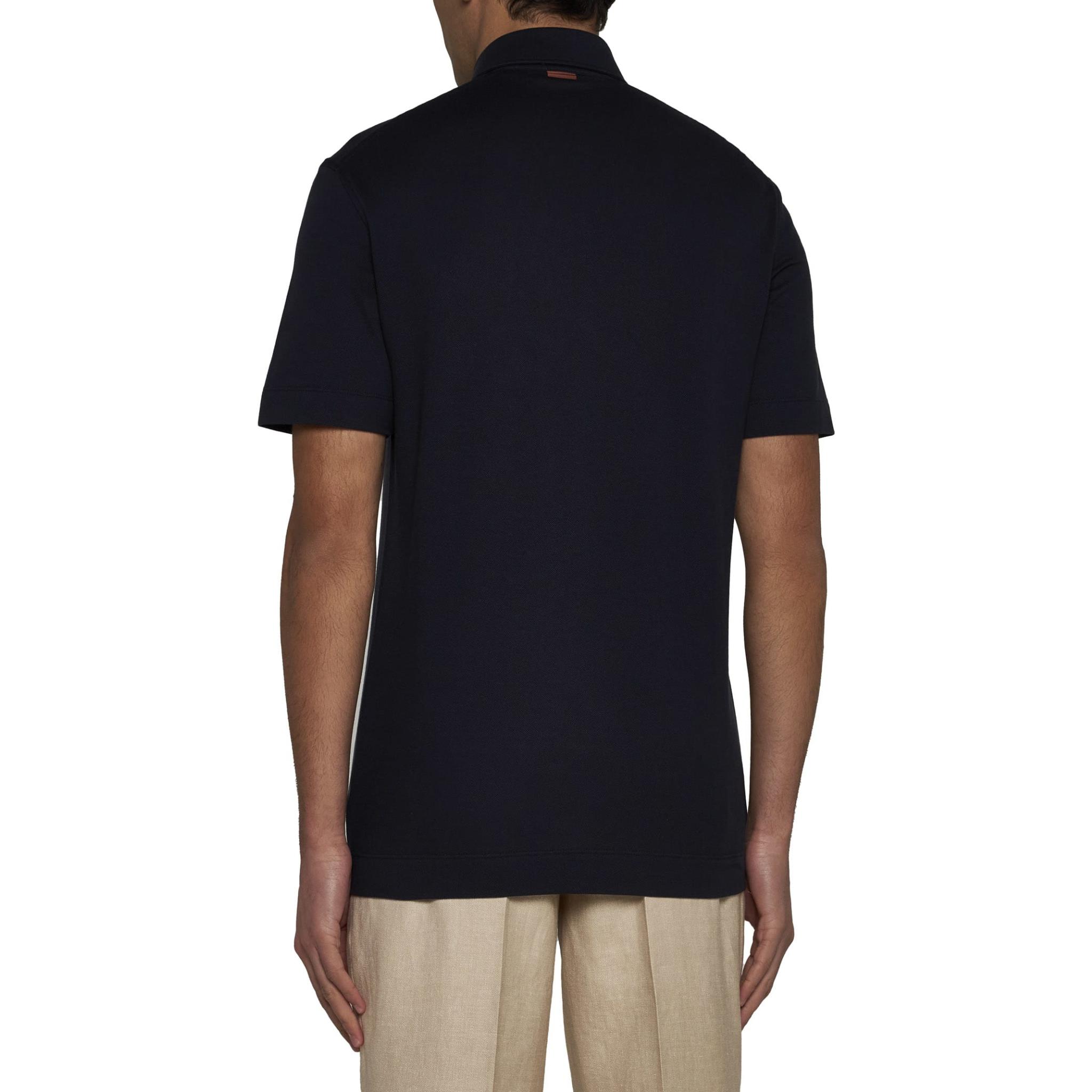 Details for Zegna  Short-Sleeve Pullover Polo Shirt with Chest Pocket - Blue UD392A7D-752B-09