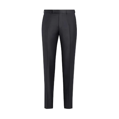 Zegna Slim-Fit Solid Pleated Suit Trousers Navy Blue. C22685-75TB12