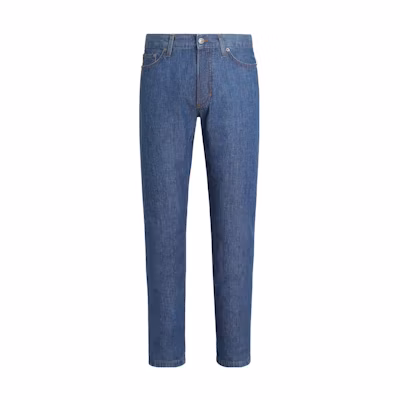 Zegna Slim-Fit Washed Dark Blue Casual Denim Jeans. E7I91A5-CITY-003