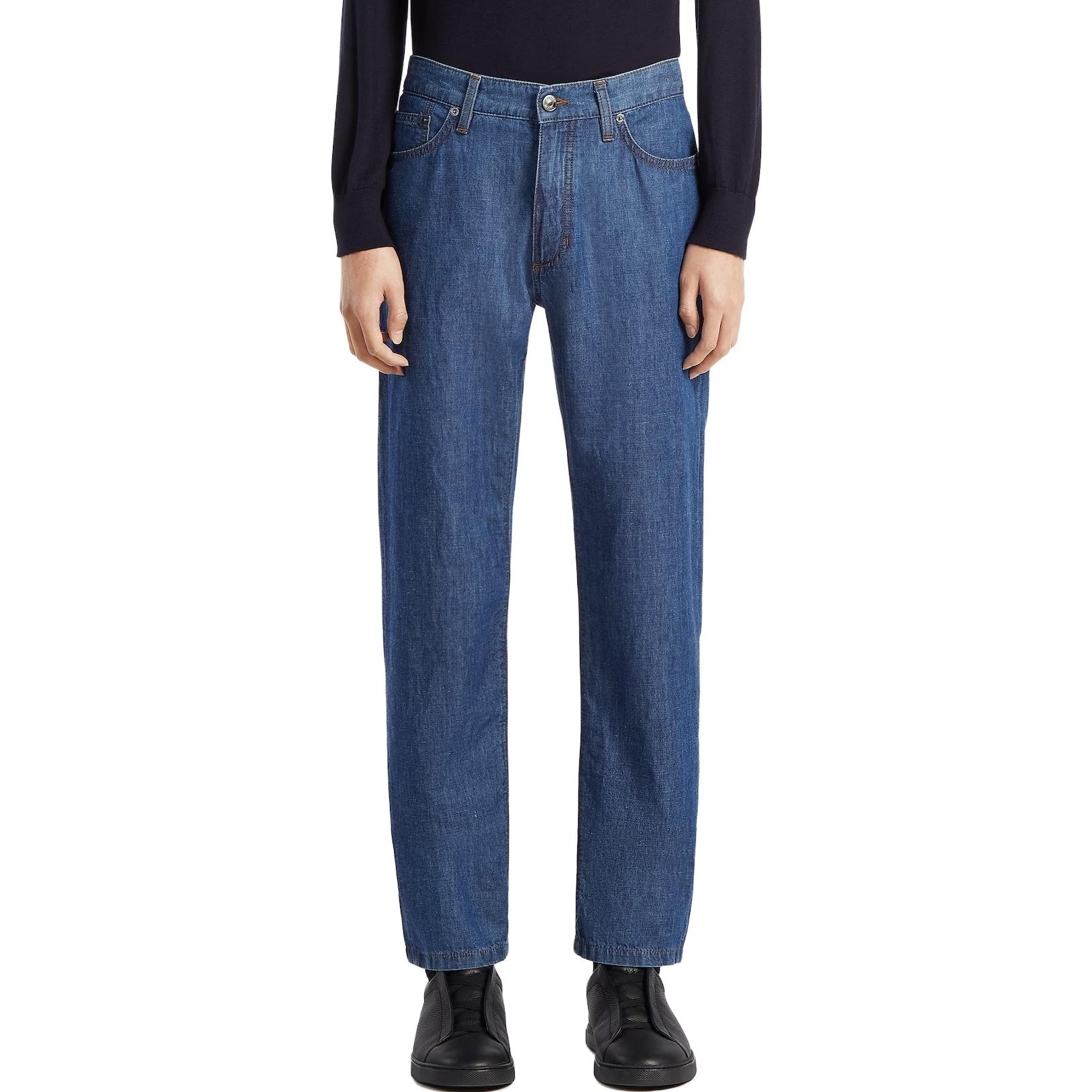 Lookbook Zegna 修身款洗滌深藍色休閒牛仔褲 E7I91A5-CITY-003