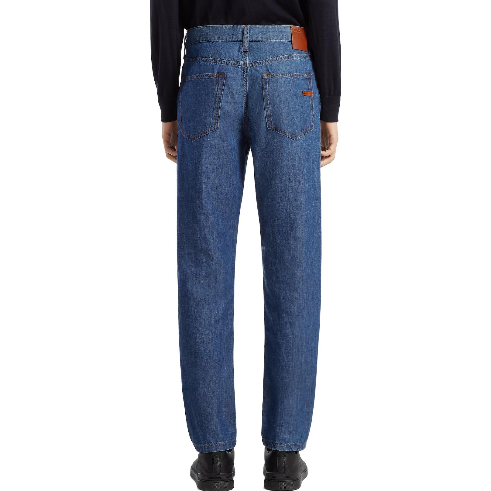 Purchase Zegna 修身款洗滌深藍色休閒牛仔褲 E7I91A5-CITY-003