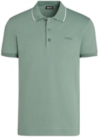 Zegna Slim Fit Embroidered Logo Polo Shirt Short Sleeve - Gray Green UD358A7-D746-V04 Zegna Slim Fit Embroidered Logo Polo Shirt Short Sleeve - Gray Green UD358A7-D746-V04