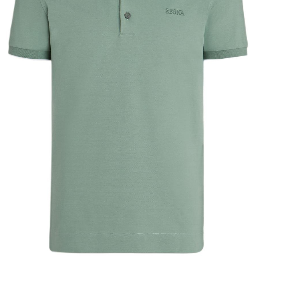 Sizing Zegna 修身刺繡標誌短袖Polo衫 - 灰綠色 UD358A7-D746-V04