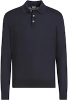 Zegna Slim Fit Long Sleeve Solid Polo Shirt Navy Blue. E8J00-132-B98 Zegna Slim Fit Long Sleeve Solid Polo Shirt Navy Blue. E8J00-132-B98