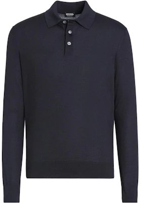 Zegna Slim Fit Long Sleeve Solid Polo Shirt Navy Blue. E8J00-132-B98 Buy Zegna Slim Fit Long Sleeve Solid Polo Shirt Navy Blue. E8J00-132-B98