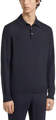 Zegna Slim Fit Long Sleeve Solid Polo Shirt Navy Blue. E8J00-132-B98 Lookbook Zegna Slim Fit Long Sleeve Solid Polo Shirt Navy Blue. E8J00-132-B98