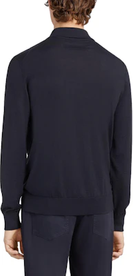Zegna Slim Fit Long Sleeve Solid Polo Shirt Navy Blue. E8J00-132-B98 Shop Zegna Slim Fit Long Sleeve Solid Polo Shirt Navy Blue. E8J00-132-B98