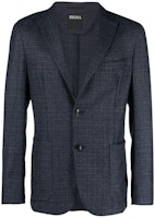 Zegna Slim Fit Long Sleeve Tweed Blazer - Navy Blue 65471-5A61DN-MG0 Zegna Slim Fit Long Sleeve Tweed Blazer - Navy Blue 65471-5A61DN-MG0
