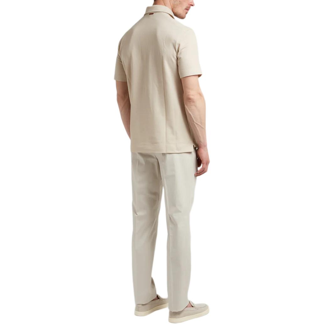Purchase Zegna  Slim Fit Solid Beige Short Sleeve Polo Shirt UD392A7-D752-N03