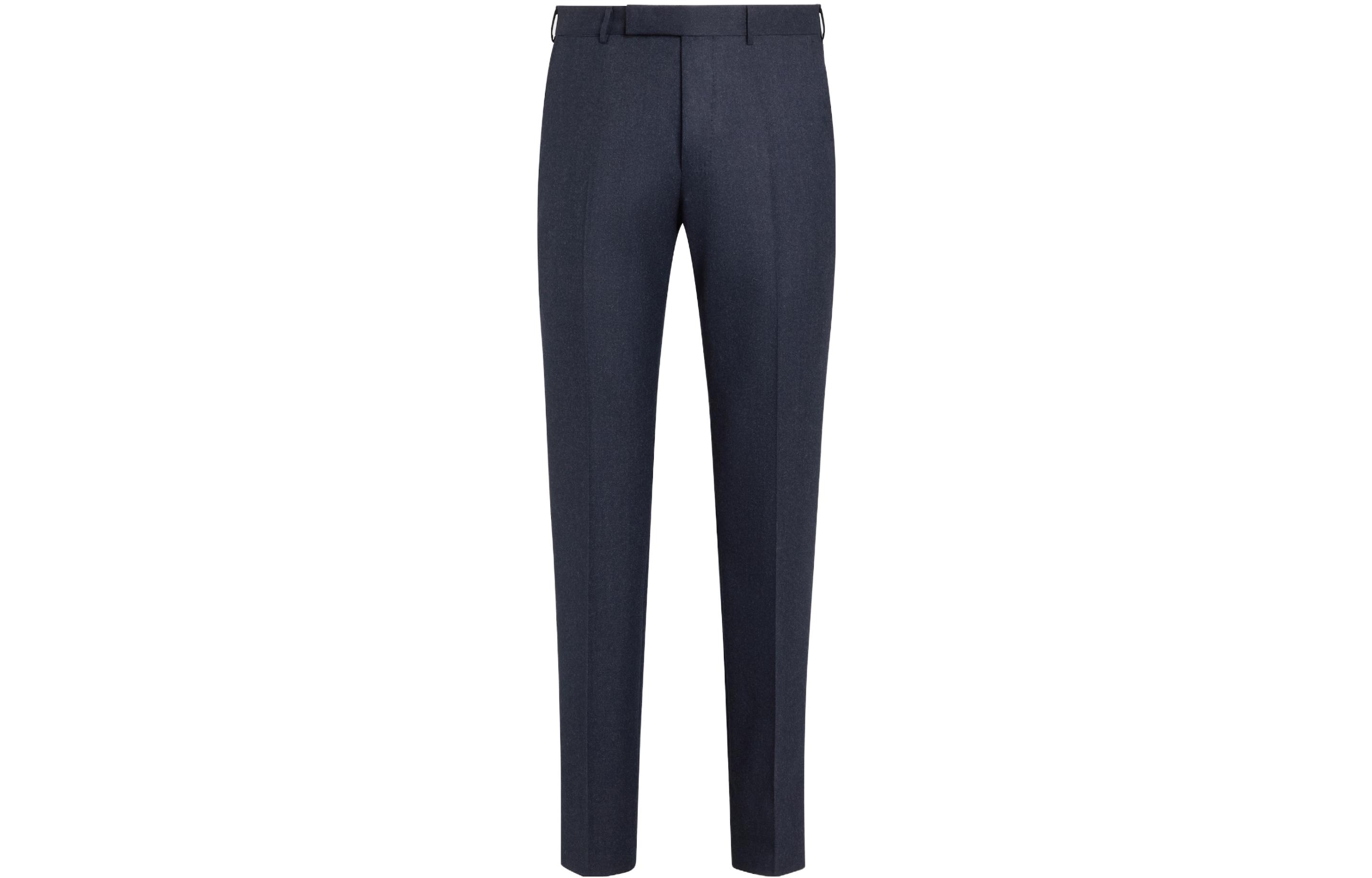 Zegna  Slim Fit Solid Color Zip Casual Pants Dark Blue S30F26-75TB12