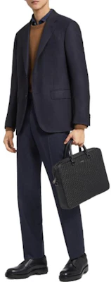 Zegna Slim Fit Solid Color Zip Casual Pants Dark Blue S30F26-75TB12 Lookbook Zegna Slim Fit Solid Color Zip Casual Pants Dark Blue S30F26-75TB12