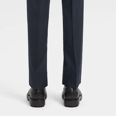 Zegna Slim Fit Solid Color Zip Casual Pants Dark Blue S30F26-75TB12 Details for Zegna Slim Fit Solid Color Zip Casual Pants Dark Blue S30F26-75TB12