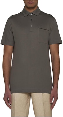 Zegna Slim Fit Polo Lengan Pendek Kelabu-Coklat Lelaki. UD392A7-D752-N07 Shop Zegna Slim Fit Polo Lengan Pendek Kelabu-Coklat Lelaki. UD392A7-D752-N07