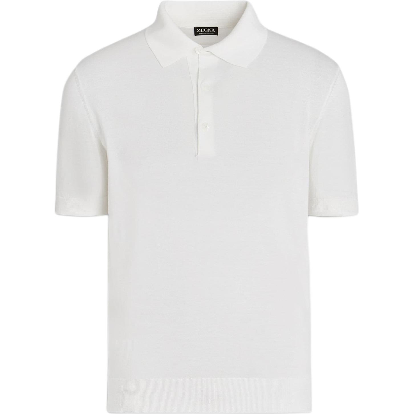 Zegna  Slim Fit Solid White Polo Shirt Short Sleeve E8C90A7-C32-N01