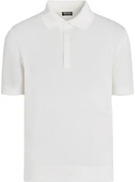 Zegna Slim Fit Solid White Polo Shirt Short Sleeve E8C90A7-C32-N01 Zegna Slim Fit Solid White Polo Shirt Short Sleeve E8C90A7-C32-N01