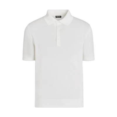 Zegna Slim Fit Solid White Polo Shirt Short Sleeve E8C90A7-C32-N01