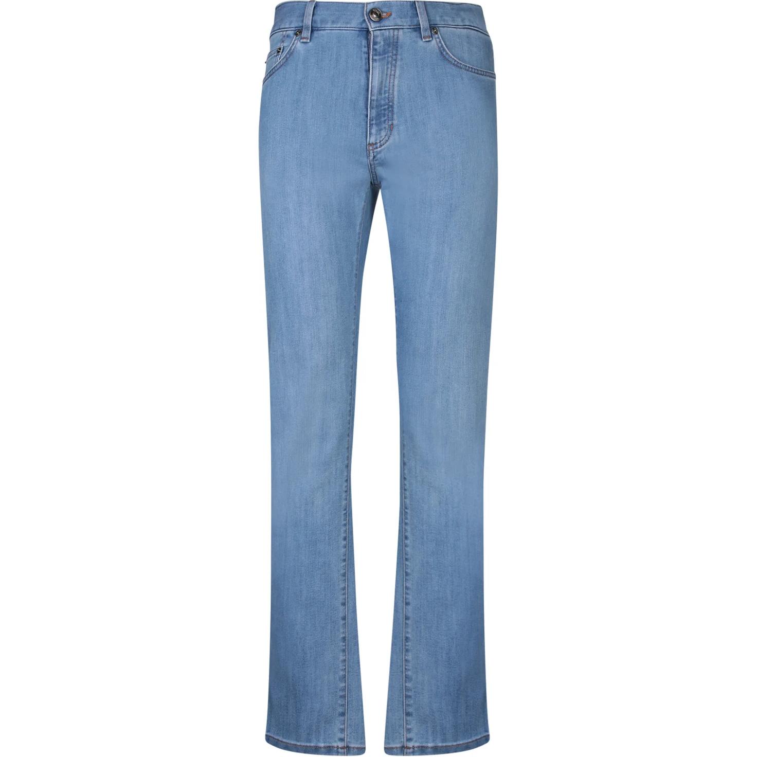 Zegna  Slim Fit Solid Zipper Straight Blue Jeans. UDI67A7-CITY-003