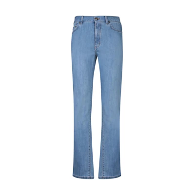 Zegna Slim Fit Solid Zipper Straight Blue Jeans. UDI67A7-CITY-003