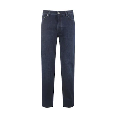 Zegna Slim Fit Straight Mid-Rise Button Jeans Deep Blue UCI66A6-CITY-002