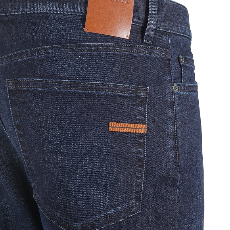 Purchase Zegna 修身直筒中腰扣飾牛仔褲 深藍色 UCI66A6-CITY-002