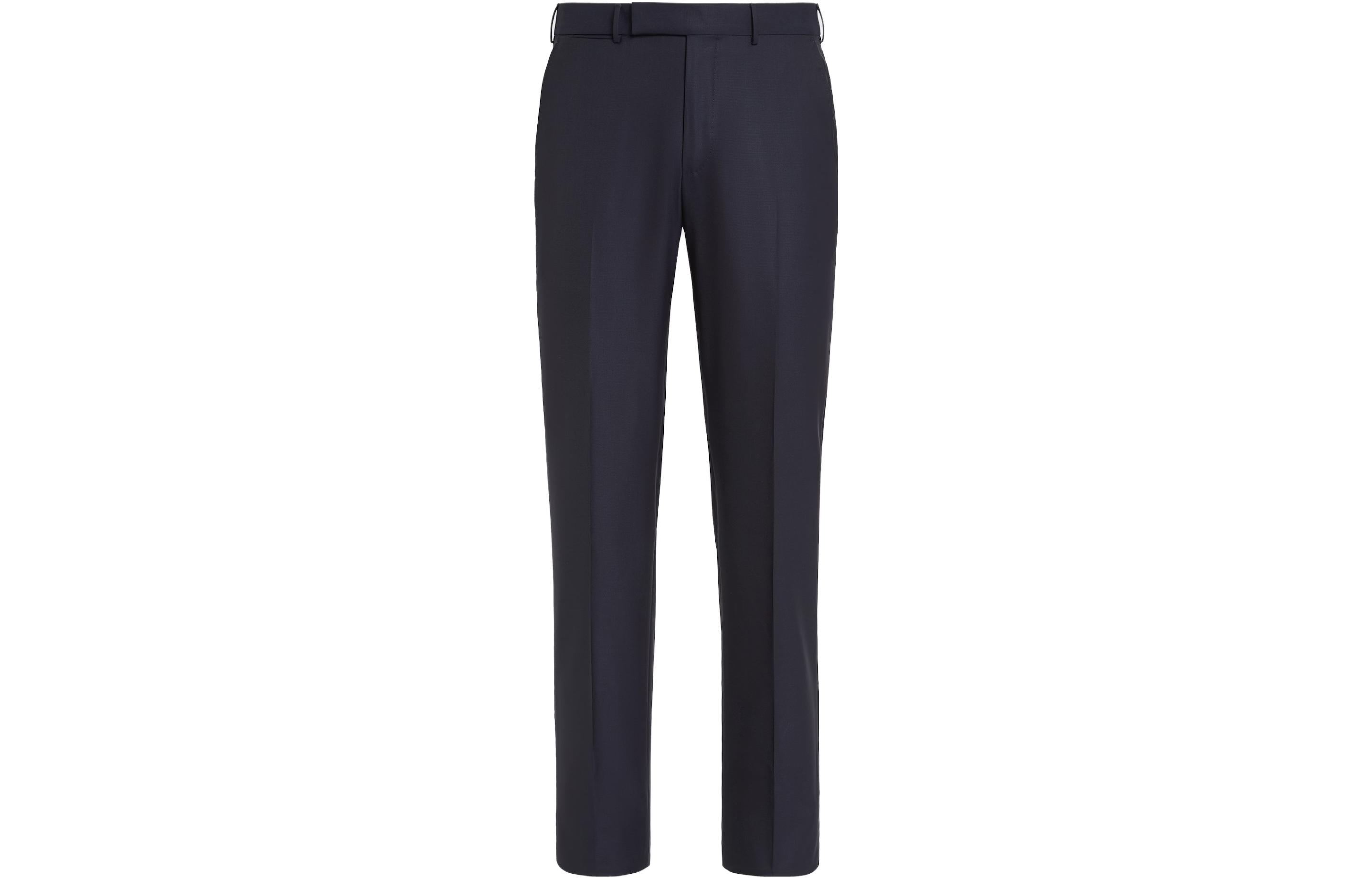 Order Zegna 修身羊毛直筒休閒長褲 海軍藍 C48F02-75TB12