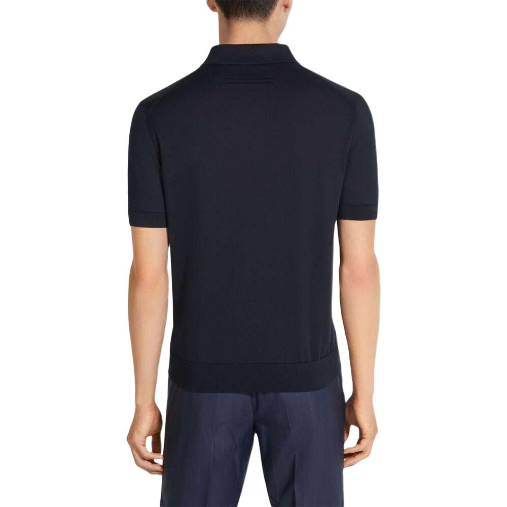 Purchase Zegna 素面藍色短袖鈕扣翻領襯衫 Polo 衫 RE8C90A-7C32-B09