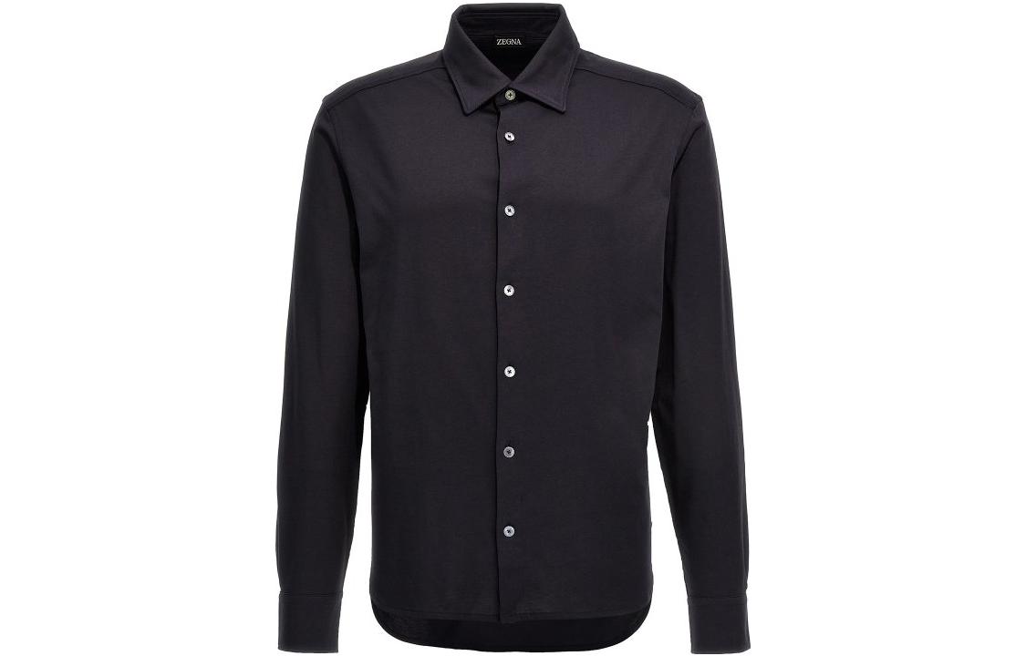 Order Camisa Azul Sólida de Manga Larga con Botones Zegna UC360A6-C766-B09