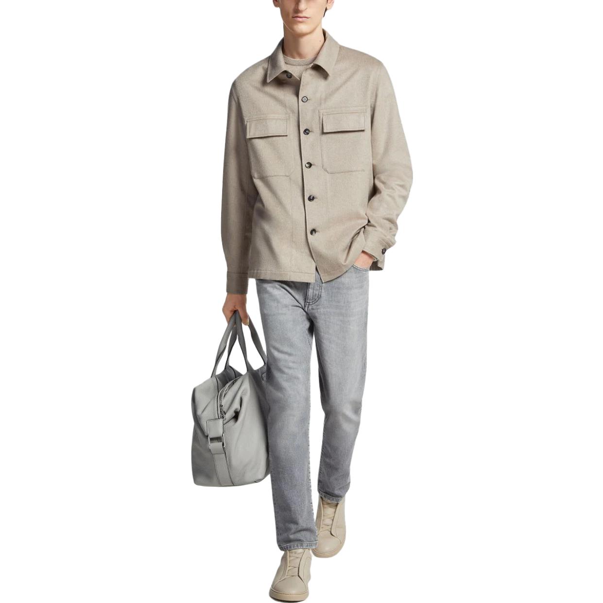 Zegna  Solid Color Collared Single-Breasted Jacket - Gray. UCV46A-6SOT6-014 圖 3