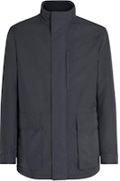 Zegna Solid Color Detachable Hood Casual Long Sleeve Jacket Blue. UBT21-A5B35-3531 Zegna Solid Color Detachable Hood Casual Long Sleeve Jacket Blue. UBT21-A5B35-3531