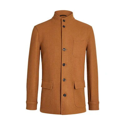Zegna Solid Color Long Sleeve Jacket Leaf Brown 650C7-5A61DH-ZQ0
