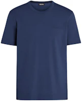 Order Zegna 純色海軍藍圓領短袖T恤 UD360A7-D760-B07