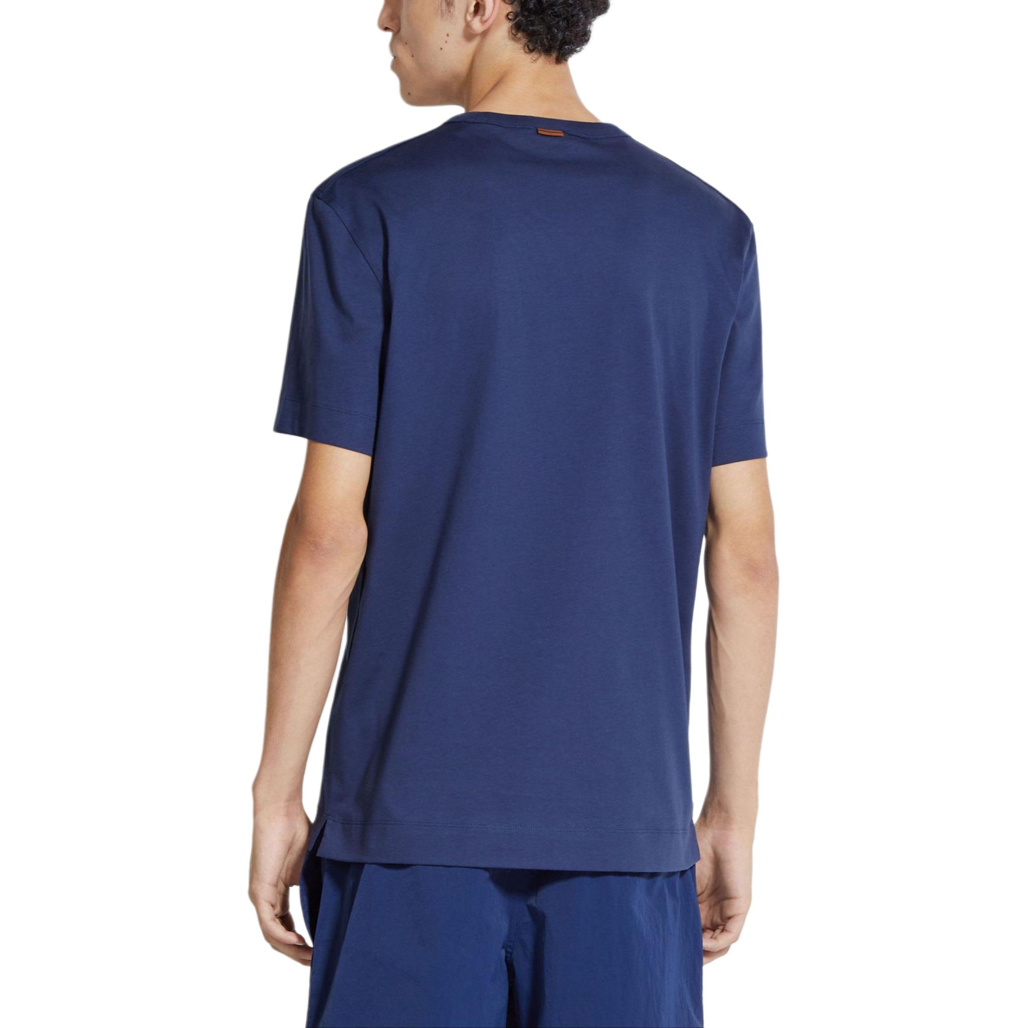 Shop Zegna 純色海軍藍圓領短袖T恤 UD360A7-D760-B07