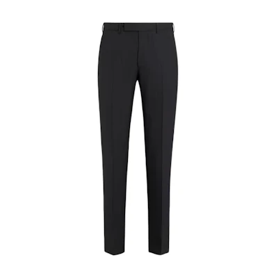 Zegna Solid Color Straight-Cut Casual Pants with Zipper Fly - Black. C27F04-75TB12