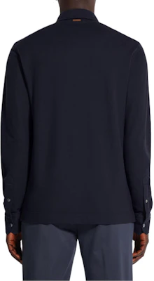 Zegna Solid Navy Long Sleeve Polo Shirt with Chest Pocket. UE392A8-E757-B09 Purchase Zegna Solid Navy Long Sleeve Polo Shirt with Chest Pocket. UE392A8-E757-B09