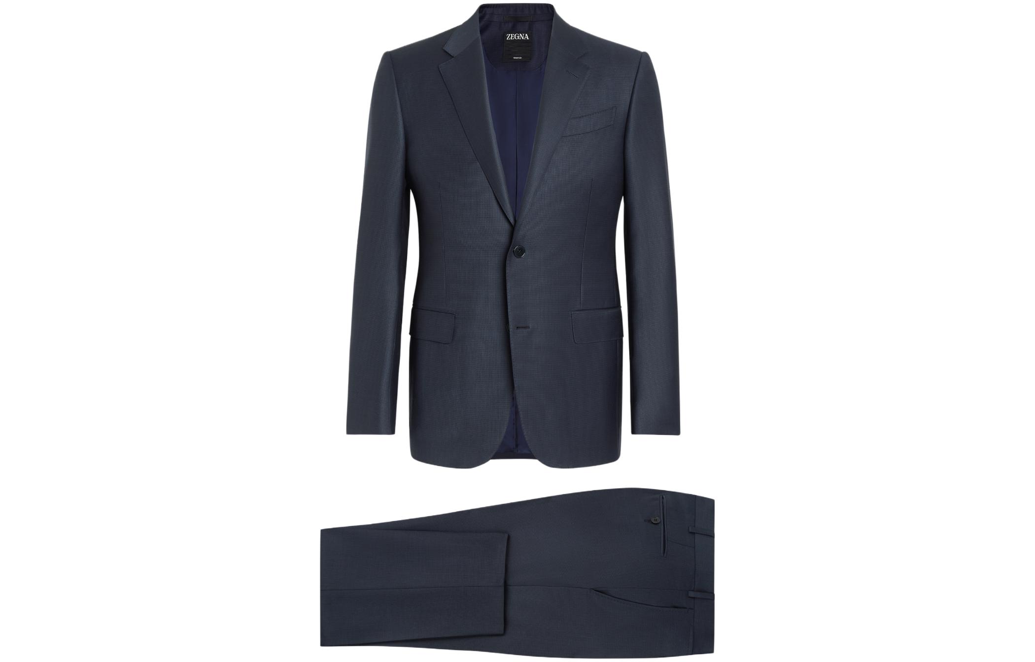 Zegna  Solid Single-Breasted Blazer Suit with Flap Pockets. C22623-221225