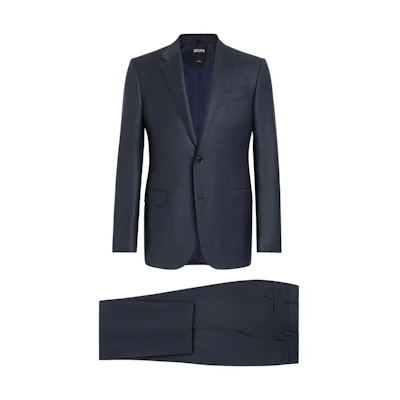 Zegna Solid Single-Breasted Blazer Suit with Flap Pockets. C22623-221225