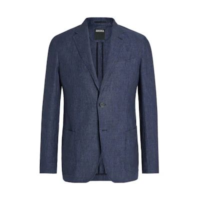 Zegna Solid Single-Breasted Casual Blazer Navy Blue UBC40A5-SLF-100