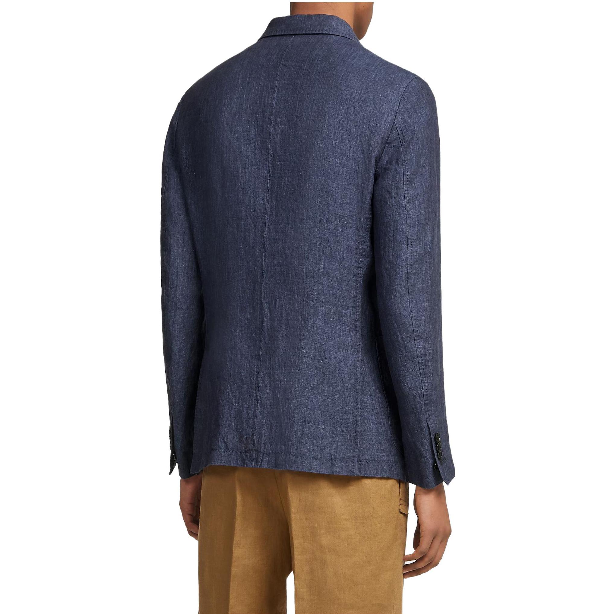 Shop Zegna 深藍色簡約單排扣休閒西裝外套 UBC40A5-SLF-100